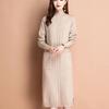 Autumn Winter Women's Half Turtleneck Knit Dress Slim Fit Solid Color Pullover Long Sweater Dress