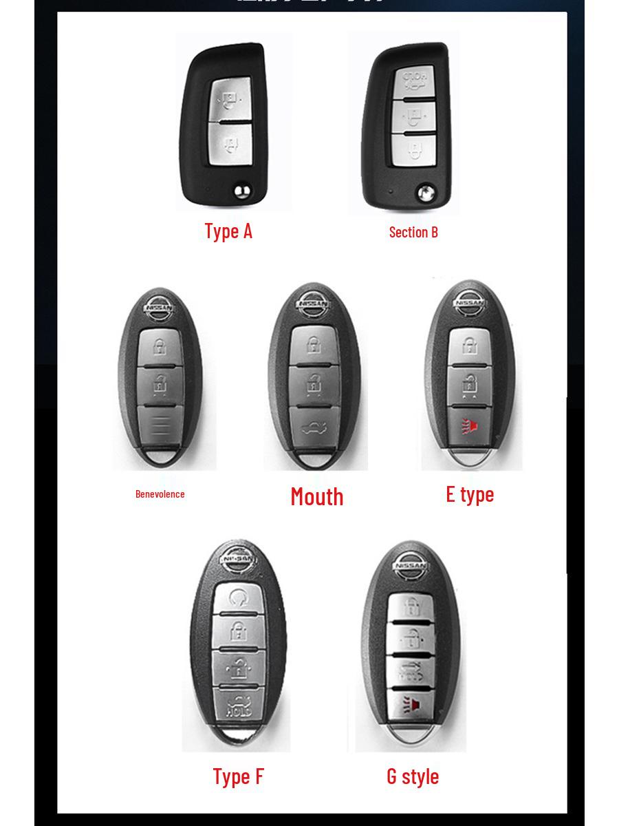 

2022 Nissan Classic Sylphy 14th Gen Key Cover for Qashqai, Tiida, Bluebird, X-Trail - Folding Shell Buckle