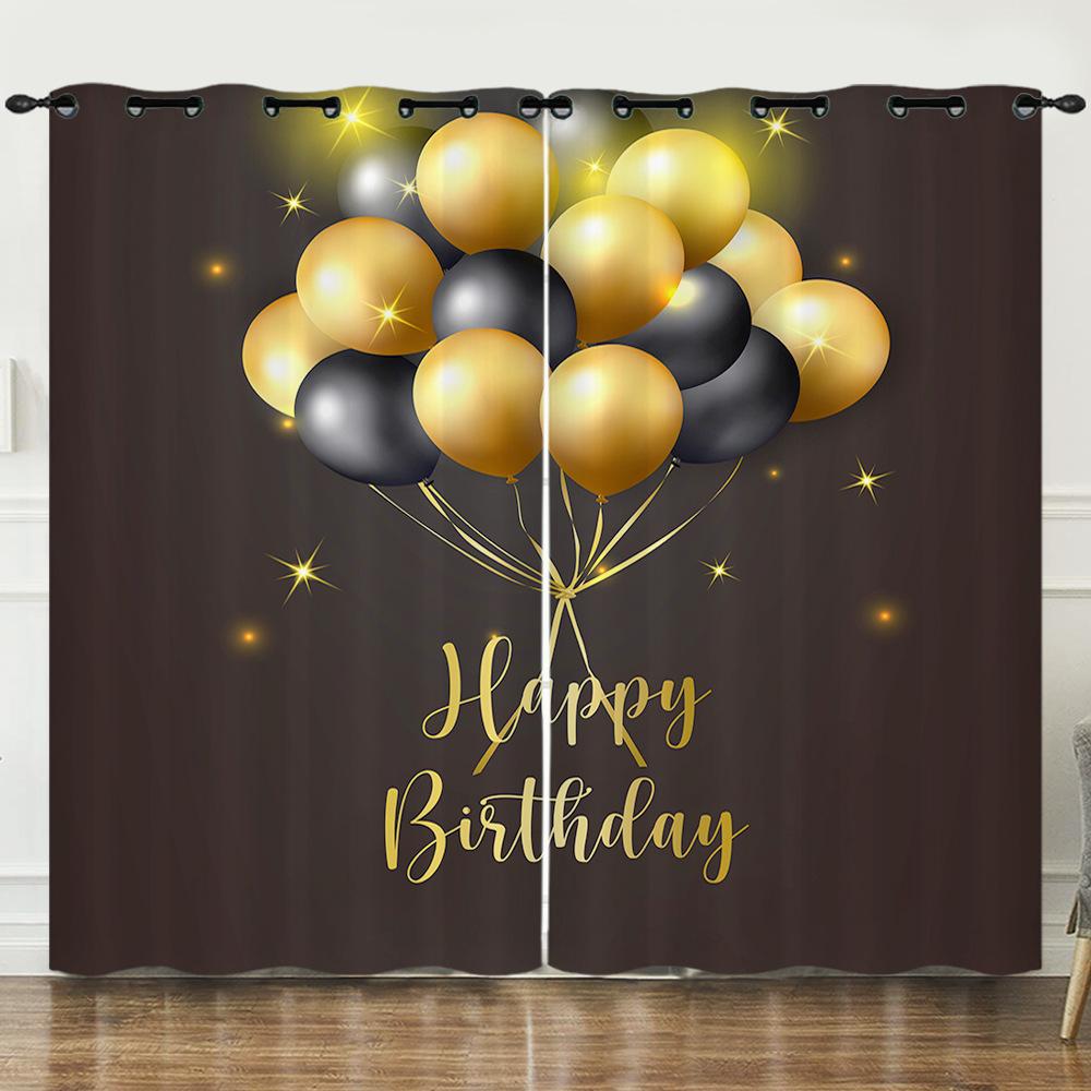 

С Днем Рождения С Днем Рождения 3D Цифровая Печать Штора Блэкаут На Люверсах 97cm*114cm*2