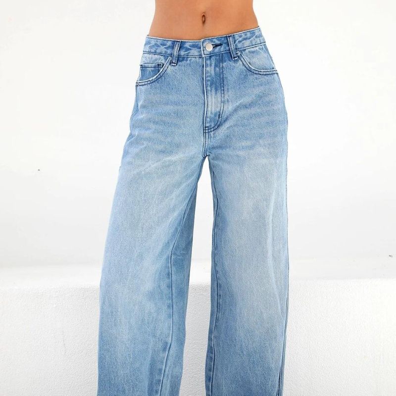 Floor Mopping Jeans2025 Spring Style Foreign Trade High Waist Loose Wide Leg Women's Mopping Jeans