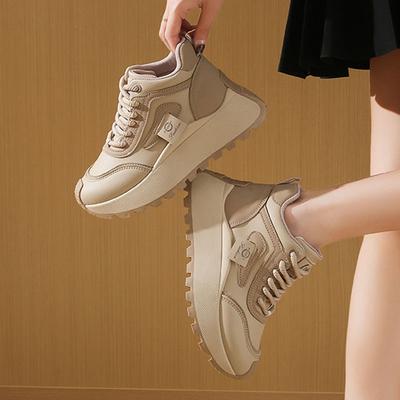 Casual Sports Shoes Increase Height, Small High-top Shoes, Women's Spring 2025 New Versatile Super Fire Platform Dad Shoes