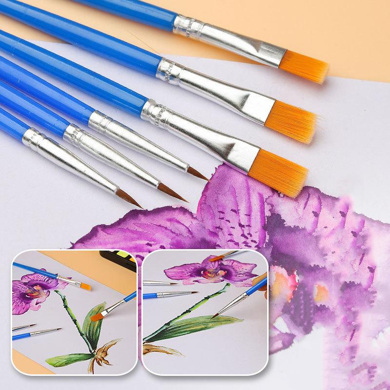 30/100Pcs Acrylic Painting Brushes Set Round Flat Hair Nylon Hair Paint Brush For Kid Artists Watercolor Oil Painting Brushes