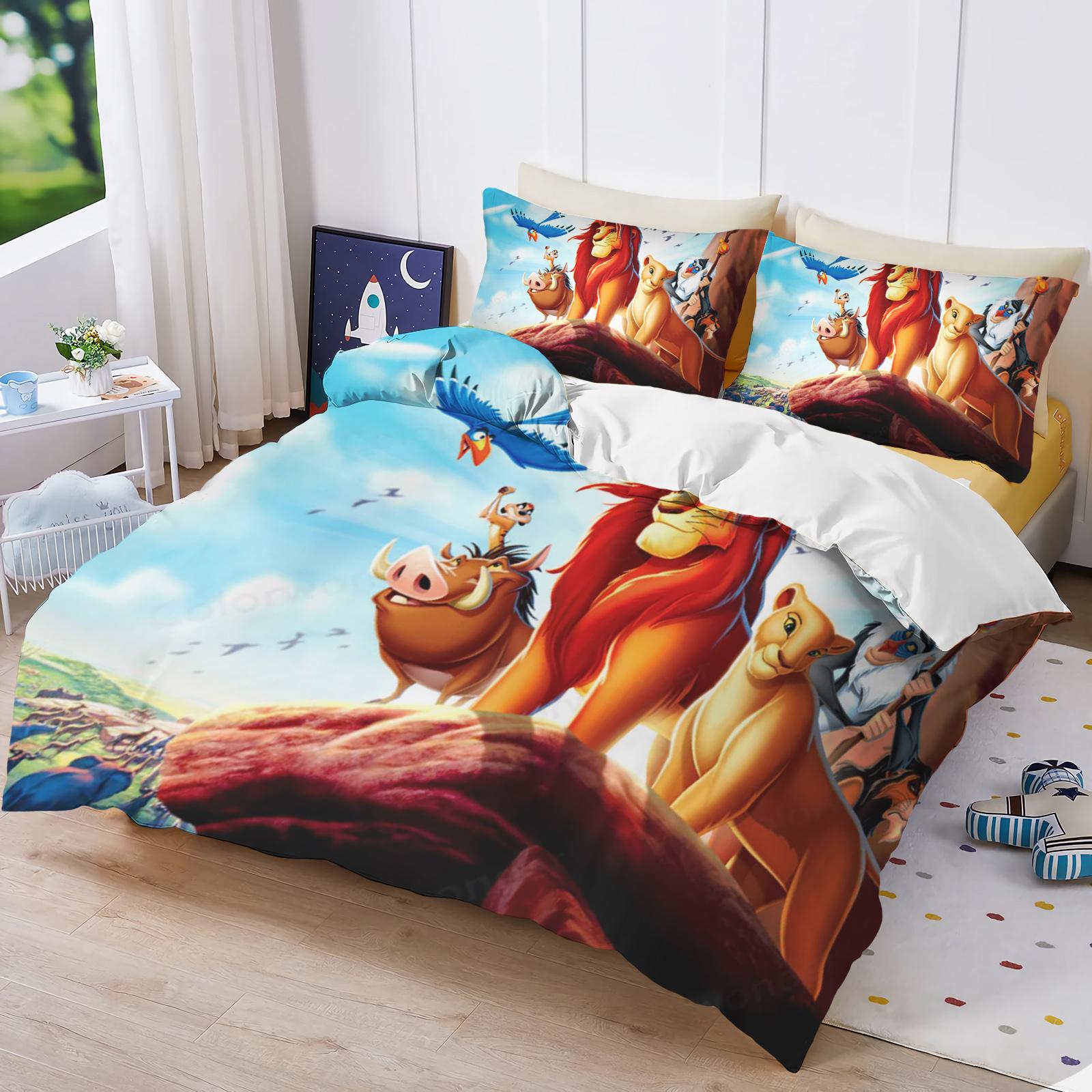 

Christmas Gifts The Lion King Luxury Bedding Set Cute Printed Cartoon Quilt Cover Duvet Cover 3-Piece Set Home 135x200cm