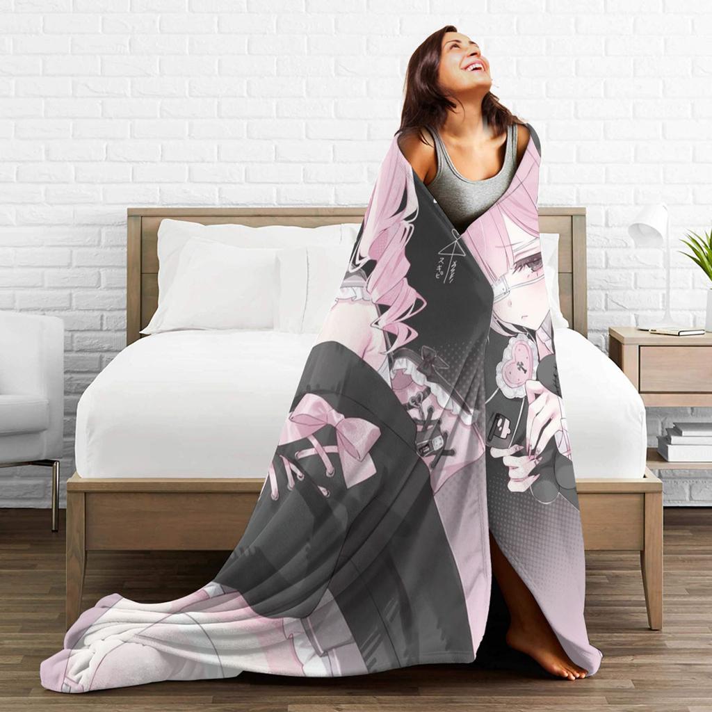 Jirai Kei Weiche Decke Kinder Plüsch Überwurf Grafische Heimdekoration Flanell Bettdecke Sofa Bettbezug