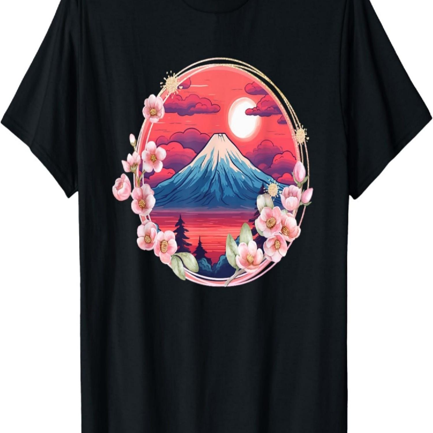 Mount Fuji Cherry Blossoms  Art T-Shirt S чёрный