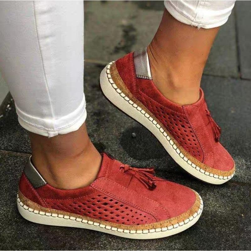 Women's Shoes, Large-sized Cloth Shoes with Lace-up Straps, Low-top Single Shoes On One Foot