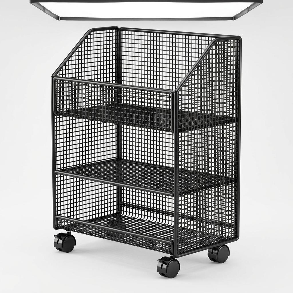 UnderDesk Storage Shelf with Wheels, Mobile Bookshelf for Office or Study, Multilayer Organizer
