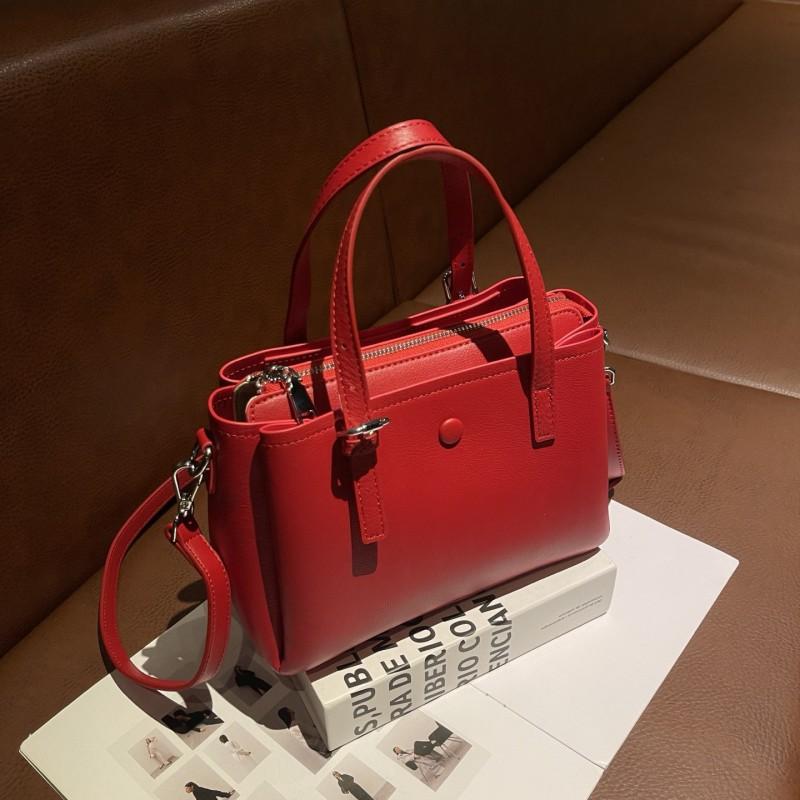 

First Layer Cowhide Natural Drop Women s Handbag Simple Leather Crossbody Bag Fashionable Small Square червоний