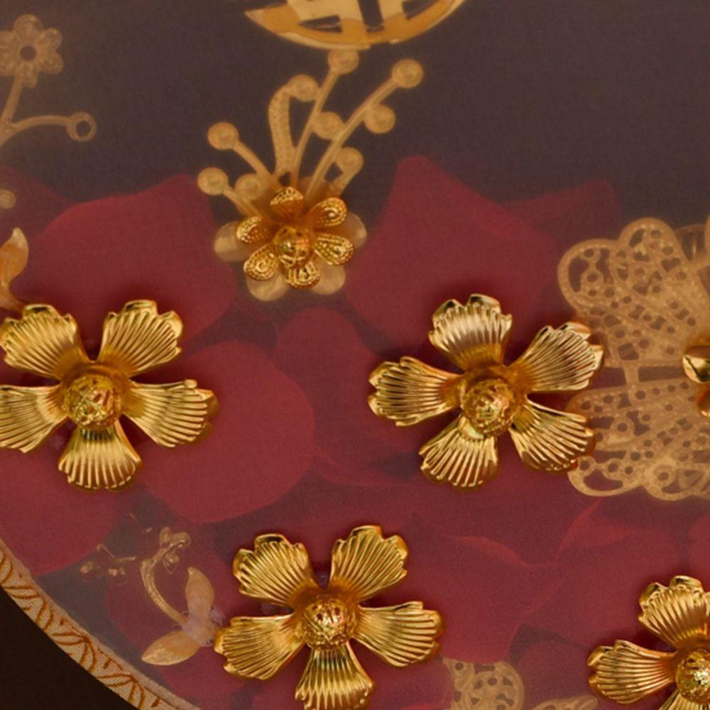 Vintage Decoration Prop For Bride Gold Red Bridesmaid Fan Bouquet Photography Ornaments Decor Craft