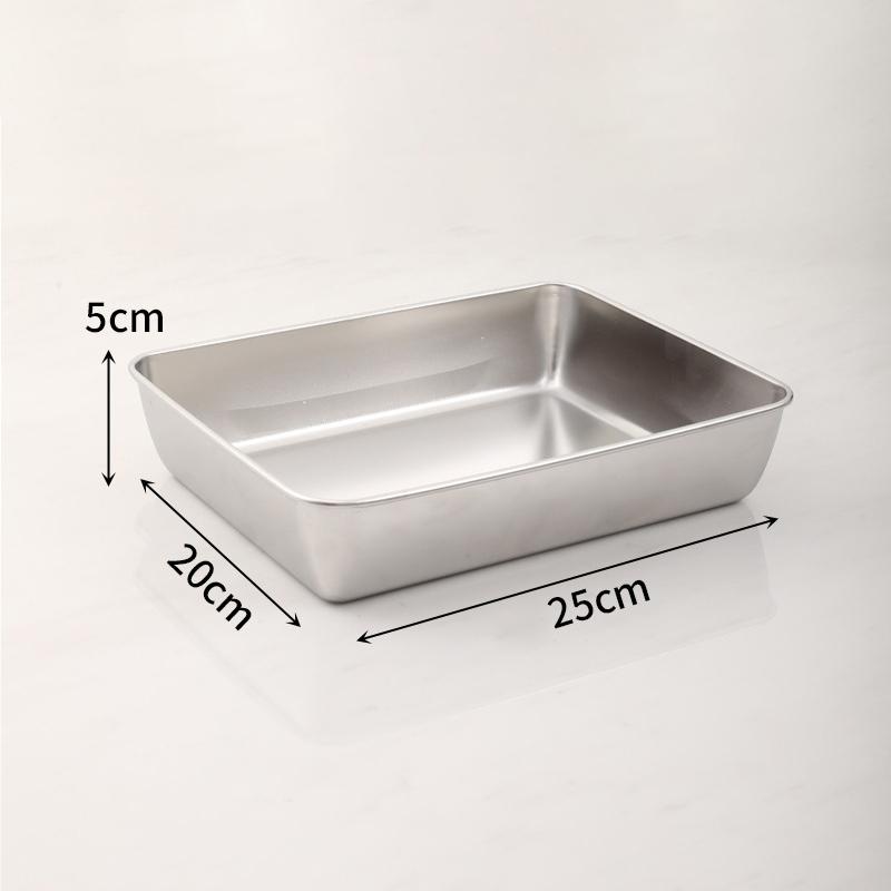 1Pc Stainless Steel Food Tray Containers Kitchen Tool Refrigerator Organizer Cake Fruits Vegetables Meat Storage Box