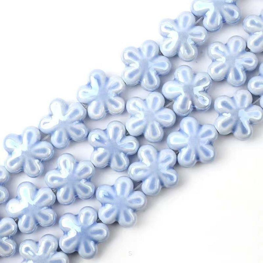10pcs Ceramic Five-petaled Flower Bead Handmade Craft Jewelry Making Material Gift