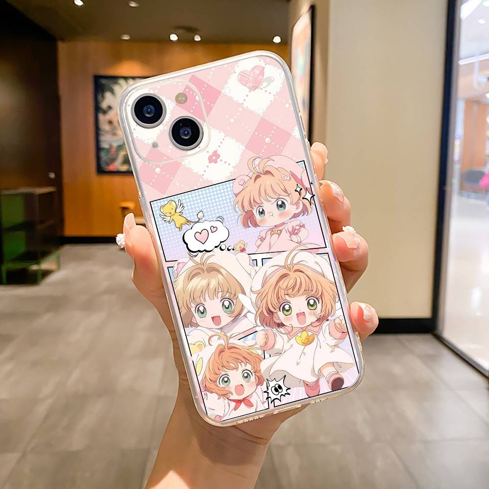Anime cards-girl-sakura Phone Case For iPhone17,16,15,14,13,12,11 ,Pro Max, Plus Soft Silicone Transparent Cover