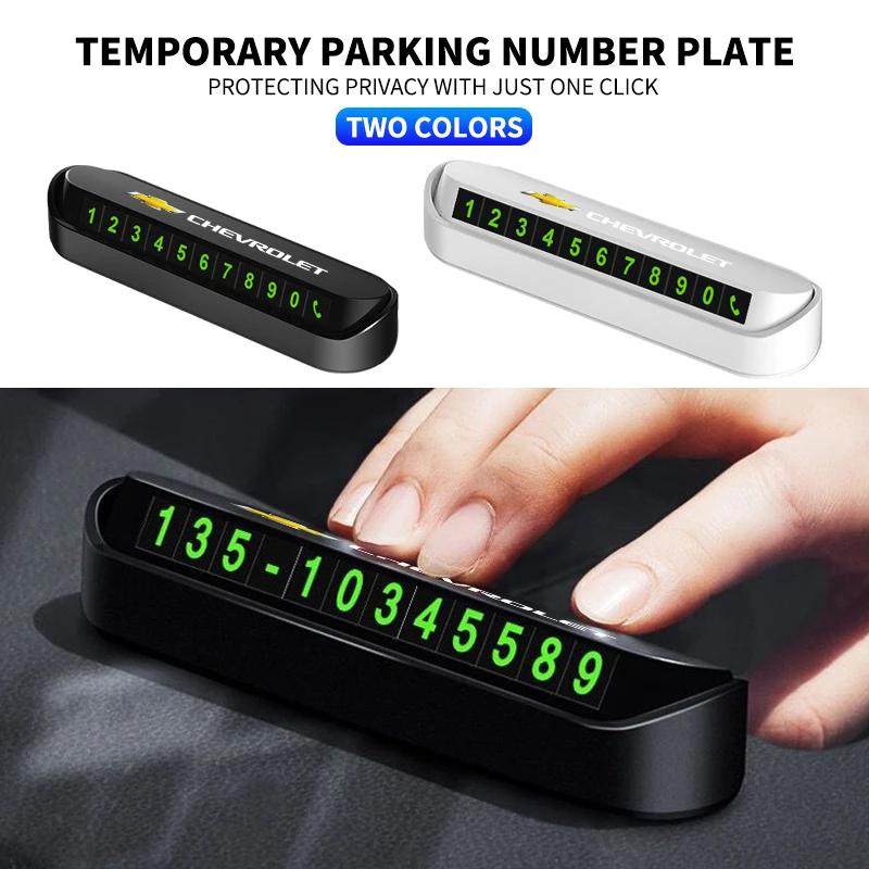 Auto-Emblem Parkkarte Leuchtende Auto-Telefonnummern-Kartenplatte für Chevrolet Cruze Captiva Trax Malibu Tahoe Equinox Impala