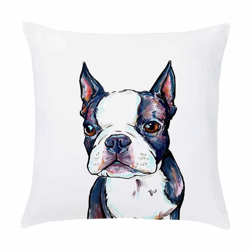 Customizable Home Square Soft Sofa Bed Pillow Cover Painted Dog Decorative Cartoon Puppy