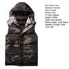 Winter Men Waistcoat Camouflage Thickened Cotton Padded Windproof Zipper Hooded Vest Coat