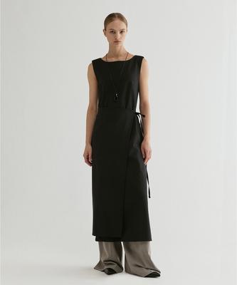 From Wear Wrap Tie Sleeveless Maxi Dress Black