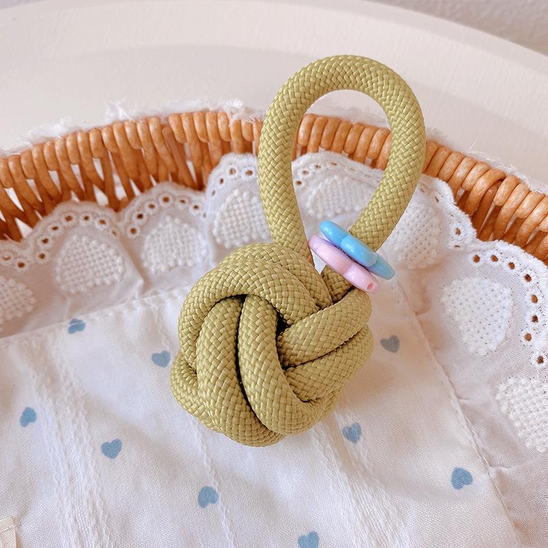 Women's Car Keychain Knotted Rope Floral Design Non-Slip Lightweight Bag Charm Portable Key Decor for Travel Commute Use