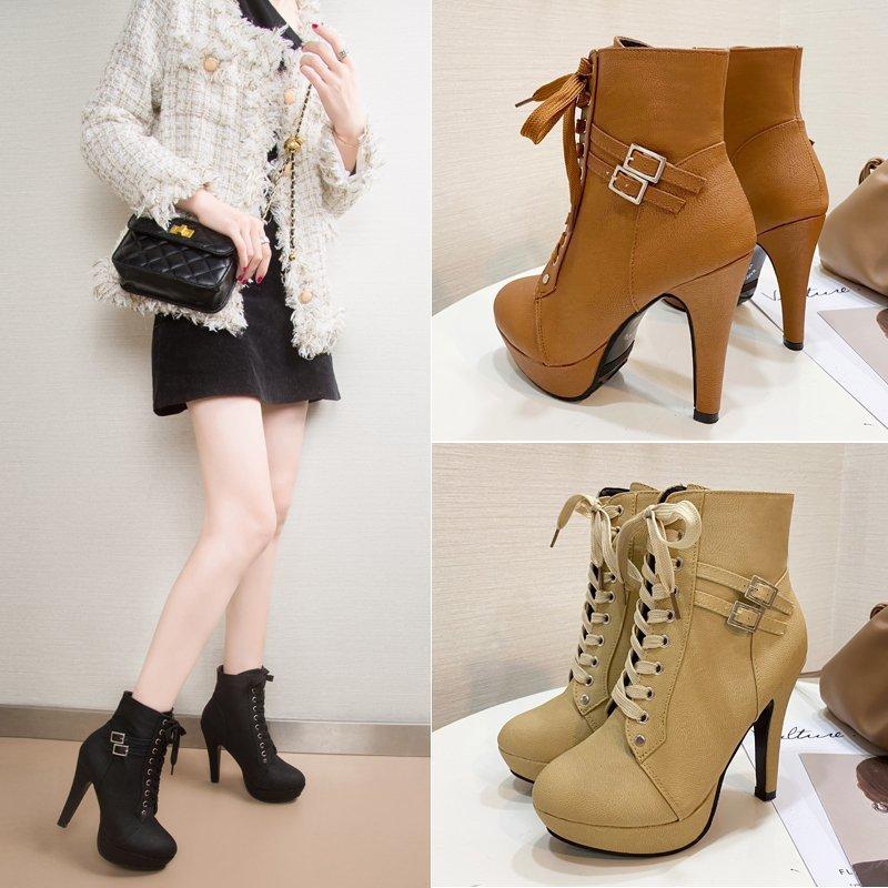 New autumn European and American style cross-strap Martin boots thin women's short boots fashion belt buckle women's boots