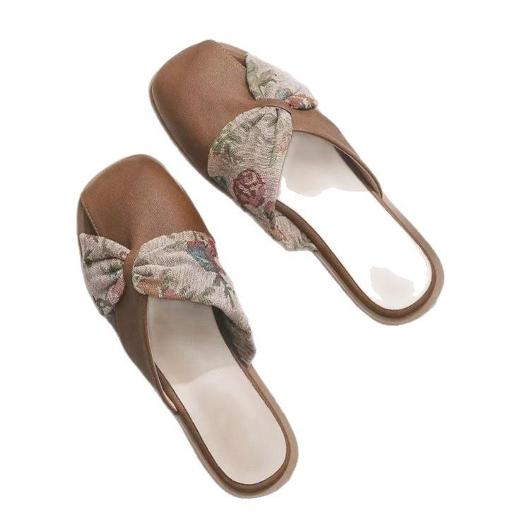 Baotou half slippers women's summer new late evening breeze gentle matching skirt versatile lazy one pedal flat-bottomed temperament sandals
