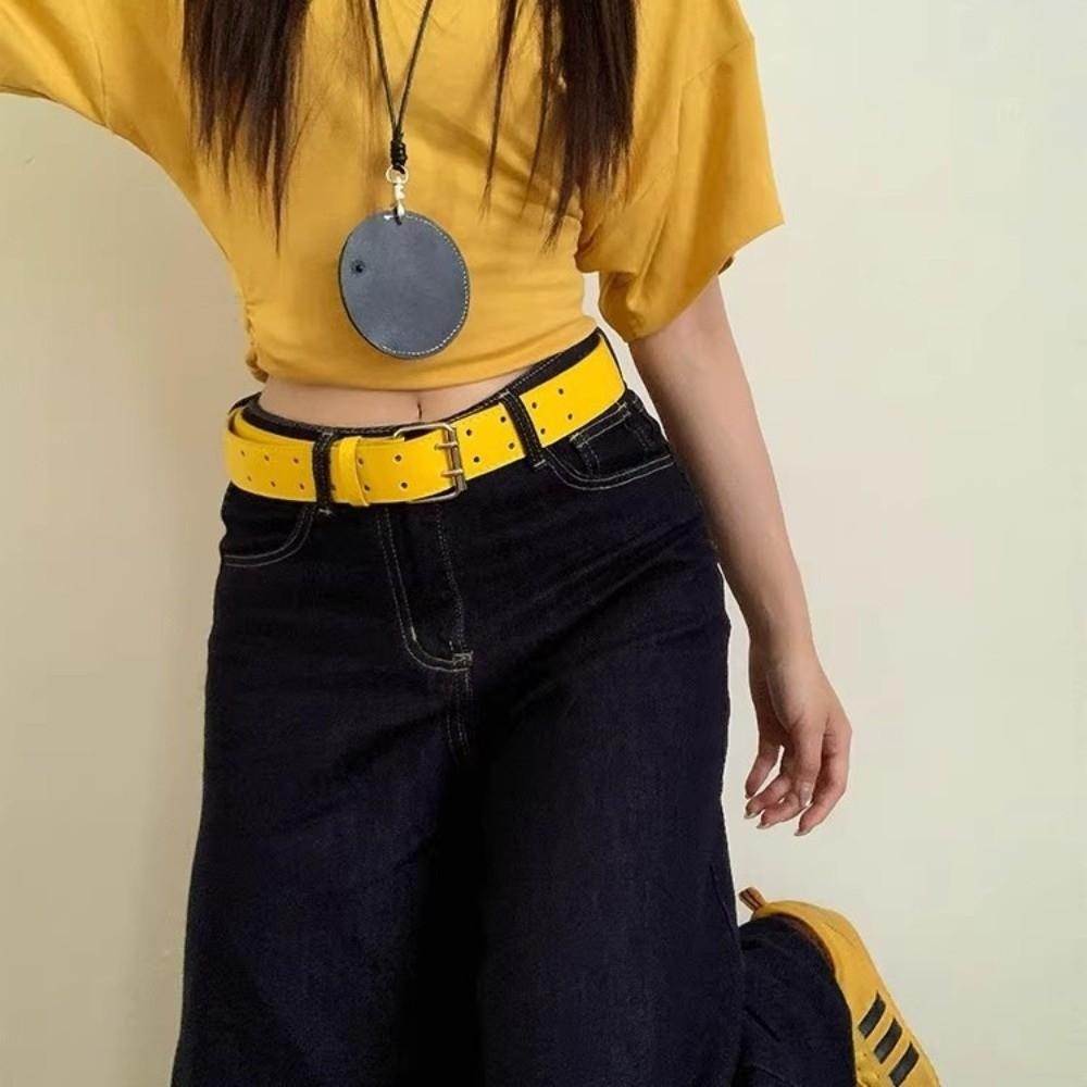 Double-Breasted Wide Waist Belt Versatile Dress Jeans Belt American Women's Belt  Waist Accessories