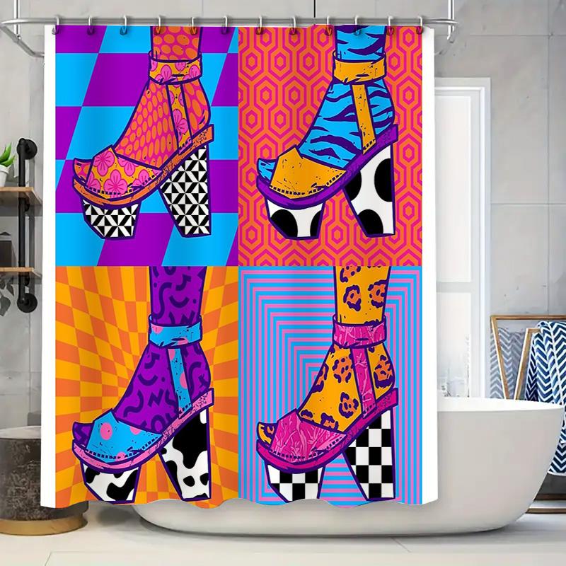 

Unique Pattern Shower Curtain Abstract Art Modern Bathroom Decor Washable Fabric Waterproof Home Textile Living Room Backdrop W60H190(CM)-1 Pcs