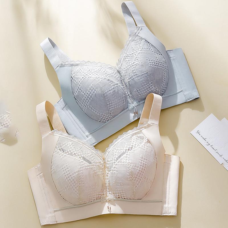 Große Größen Dessous für Frauen Dünner Schnitt Ohne Bügel Gerafftes Oberteil Stützend Anti-Hänge-BH