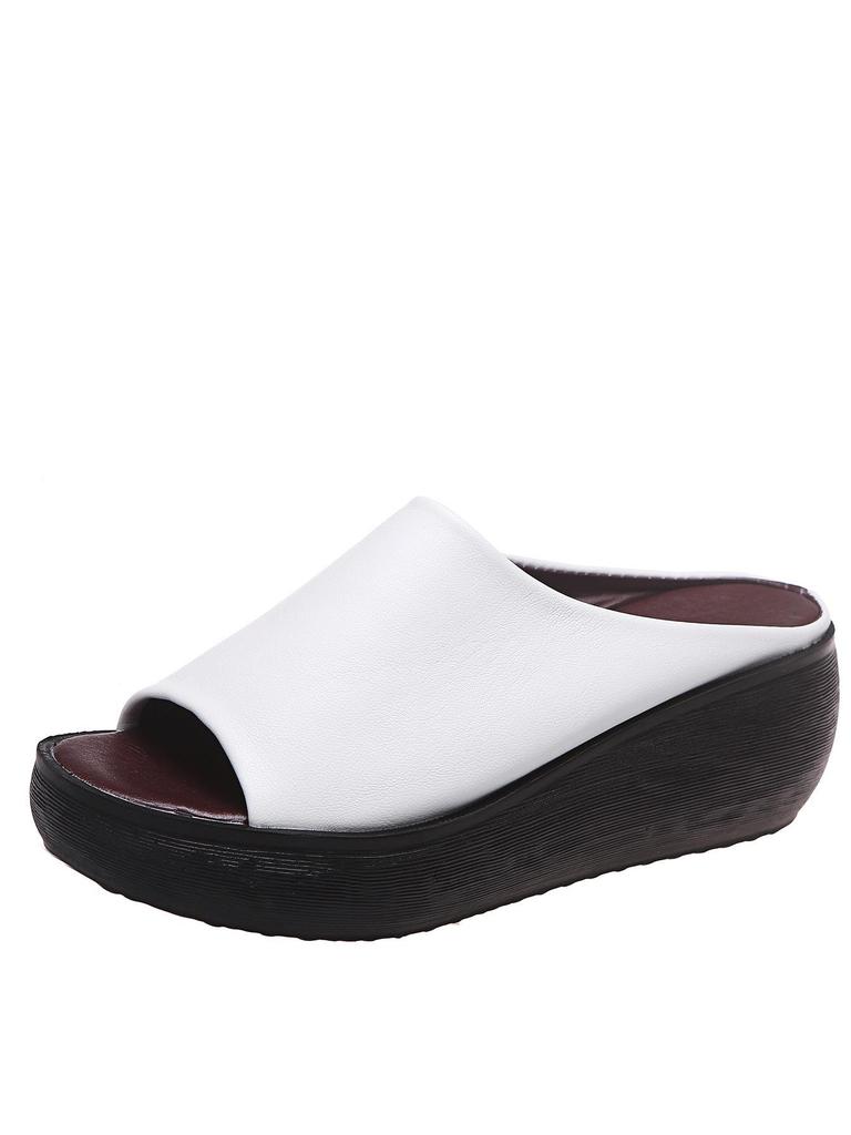 Women's Summer Outdoor Peep-Toe Wedge Slippers - Thick-Soled European and American Fashion