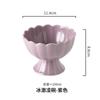 Ceramic Scalloped High Foot Bowl, Ice Cream Dessert Cup for Restaurant Hotel, Bird‘s Nest Sweet Soup Bowl