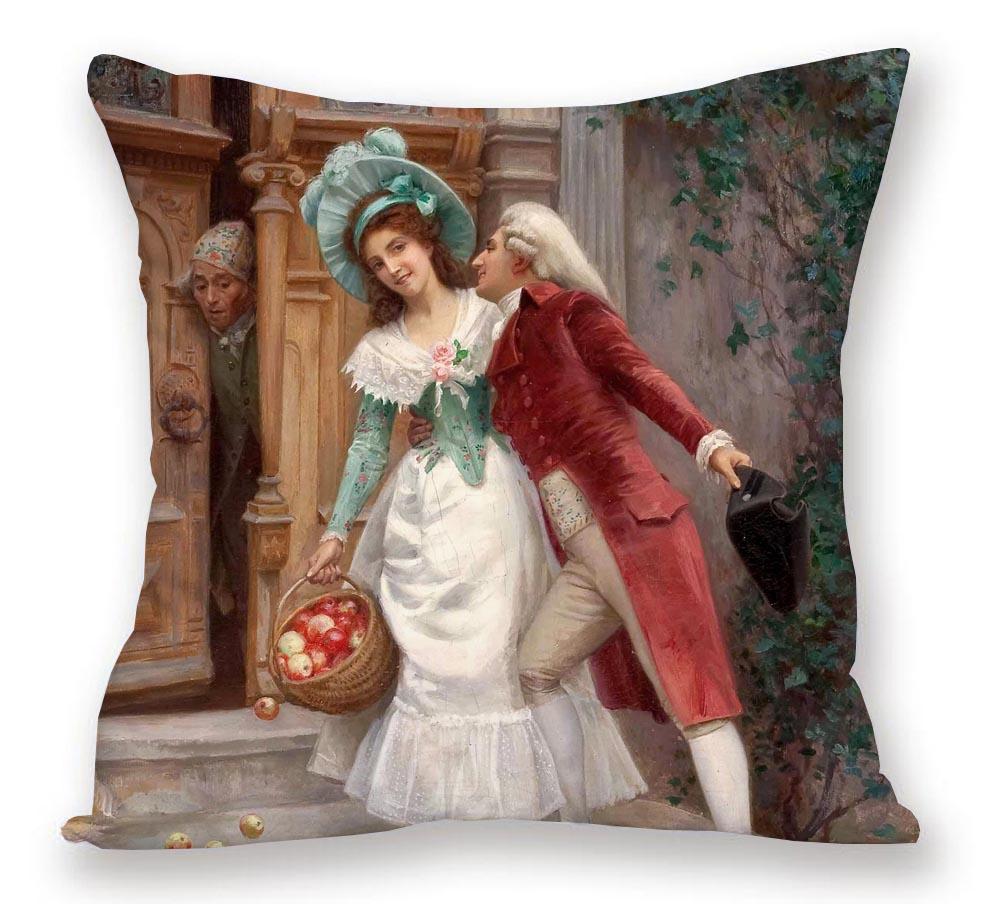 European Royal Woman Beauty Portrait Painting Cushion Covers Decorative Pillow Case For Sofa 45X45cm