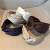 Solid Color Textured Satin Wide Headband for Women - Knotted, Comfortable Fit Without Squeezing