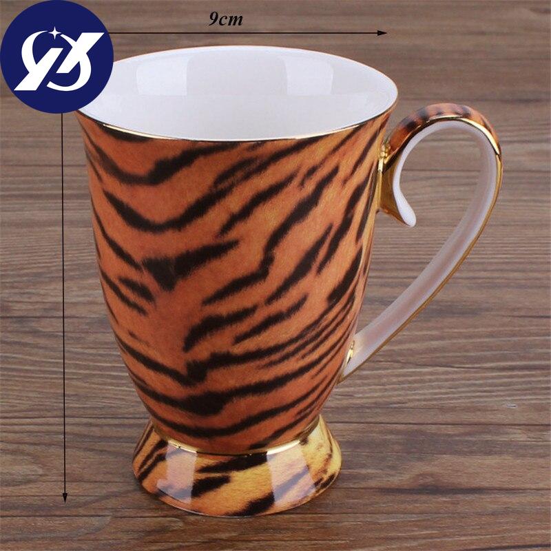 Nordisk Fas på Keramisk Kaffekrus Kreativt Porselen Leopard Håndtak Frokost Melk Te Kopp Kontor Vannflaske Drikkeglass
