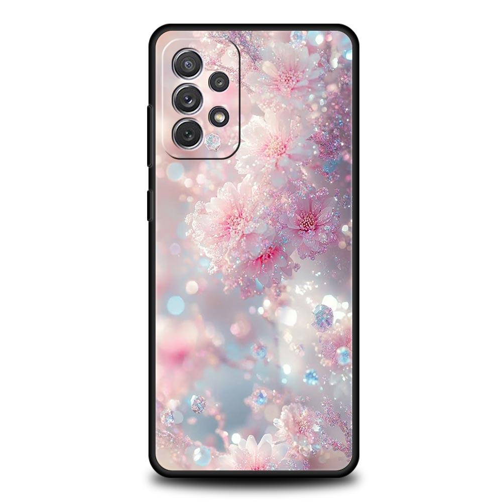 Korean Flower Phone Case for Samsung Galaxy A55 A35 A17 A07 A15 A13 A25 A51 A71 A72 A73 A32 A52 A52S A41 5G Soft TPU Shell Capas