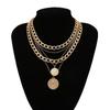 European & American Multi-layer Coin Pendant Necklace - Women's Queen Portrait Clavicle Chain