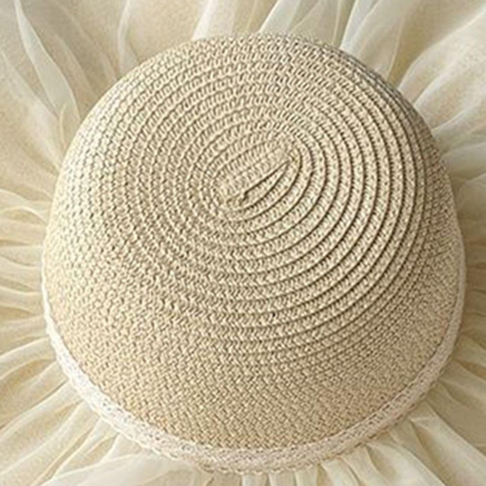 Folding Beach Hat Wide Brim Straw Hat Fashion Sun Hat  Girl