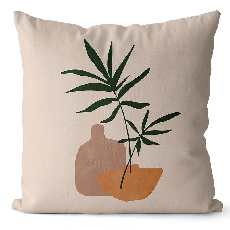 Cream Printed Throw Pillow Cover Earthy Nordic Abstract Cushion Sofa Car Office Cushion Cover