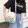Women's Bag Plaid Nylon Cloth Small Square Bag New Women's Bag Trend Sweet Contrasting Color Shoulder Messenger Bag