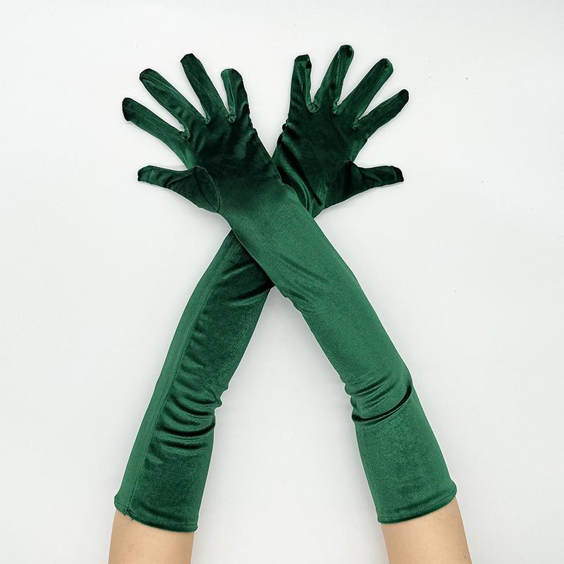 Classic Adult Black Opera/Elbow Stretch Velvet Finger Long Gloves Women Retro Flapper Gloves Costume Party Nightclub Wedding