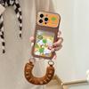 Yuzu Leaf Cat Card Holder: Brown Base for iPhone 17/16 Pro Max/15/14