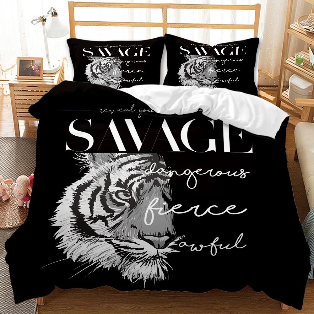 Animal Duvet Cover Set Exotic Style Boys 3D Animal Printed Bedding Set Black Wolf Double Queen King Size Polyester Qulit Cover