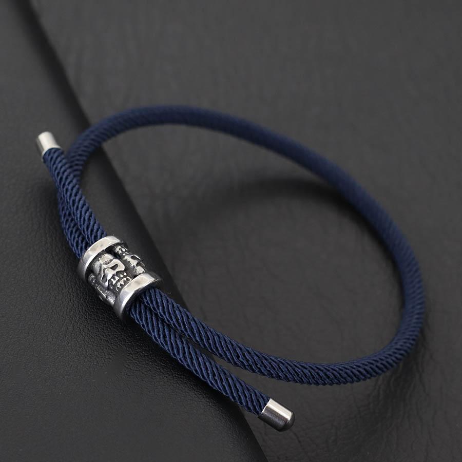 

Gothic Skull Bracelet For Men Unfading Not Allergic Stainless Steel 4mm Rope Braslet Red Lucky Amulet Braclet Casual Accessories