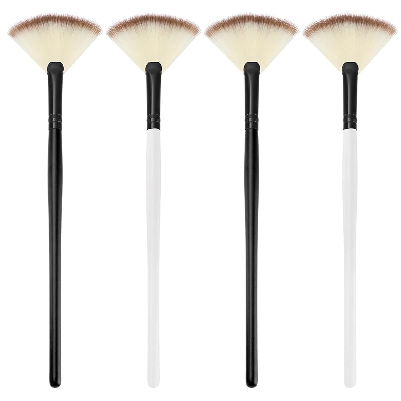 4 Pcs Facial Brushes Fan Mask Brushes, Soft Facial Applicator Brushes Tools for Peel Glycolic Mask Makeup