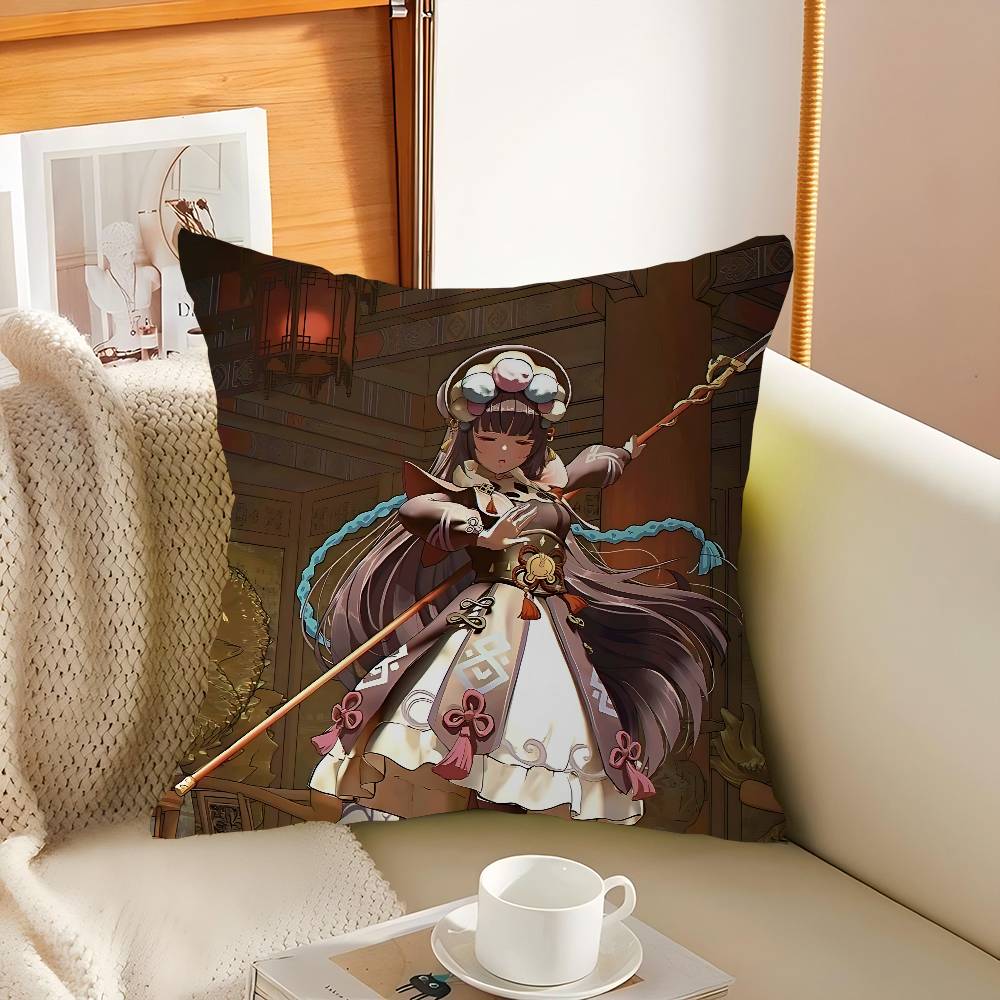 Genshin Yun-Jin Cushion Cover Pillow Cover Decor Pillowcase Printed Cushion Case For Couch