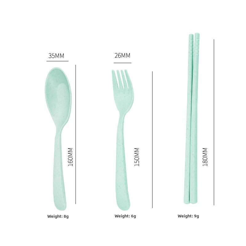 Ensemble de vaisselle portable pliable en blé: Baguettes pliantes créatives, Fourchette, Cuillère, Design en plastique adapté aux étudiants
