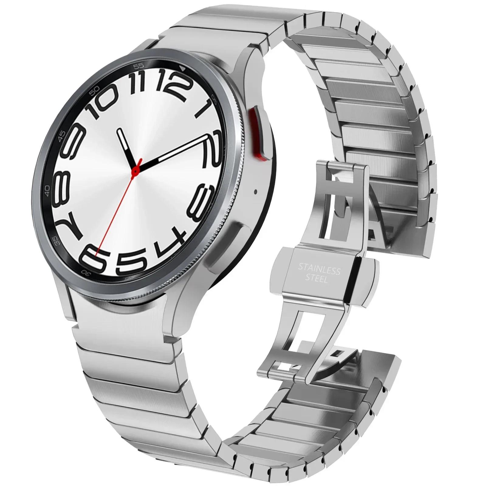 

Металлический ремешок-браслет для Samsung Galaxy Watch 6 Classic 47 мм 43 мм 46 мм, ремешок для запястья без зазоров, ремешок для Galaxy Watch 7 6 5 4 44 мм 40 мм Watch 7 40MM 44MM серебряный