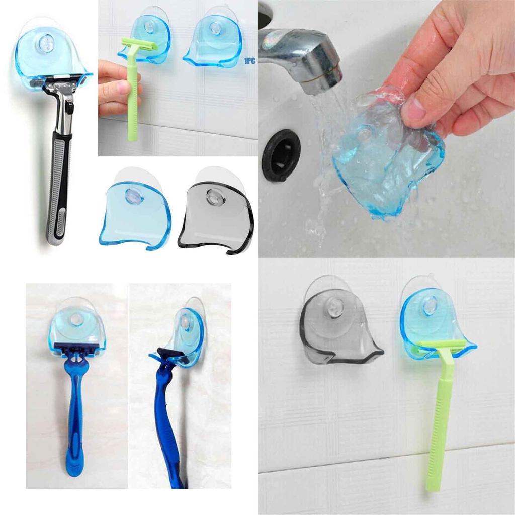 Modern Plastic Super Suction Cup Razor Organizer Holder For Bathroom Wall Storage
