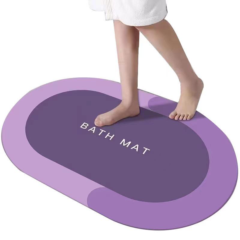 Minimalist Non-Slip Diatomaceous Earth Bath Mat - Absorbent, Dirt-Resistant, Easy-to-Clean Doormat for Bathroom and Entrance.
