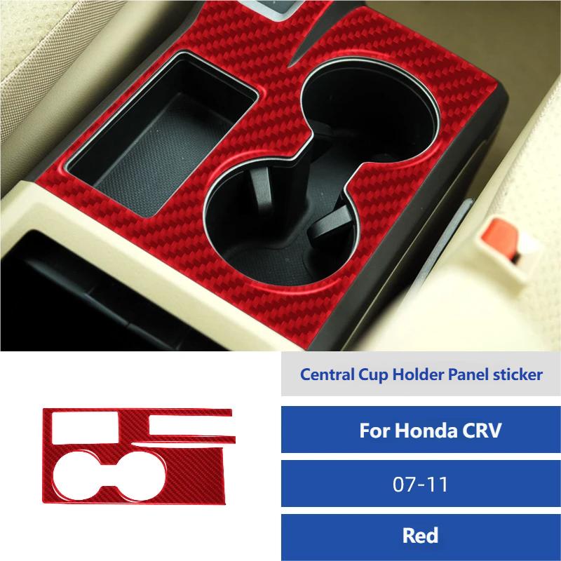 For Honda CRV 2007 2008 2009 2010 2011 Carbon Fiber Car Center Control Gear Shift Panel Water Cup Frame Cover Trim sticker