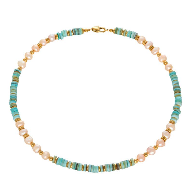 Green Shell Freshwater Pearl Necklace Female Summer Fritillary Beaded Collarbone Chain Fashion Style Necklace