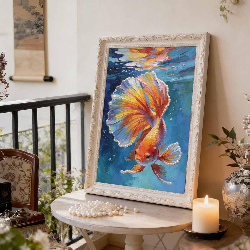 Pearl Painting Kit Koi Fish Theme Frameless Handicraft DIY Bedroom Decoration Living Room Wall Art Room Decoration Art Craft Decoration