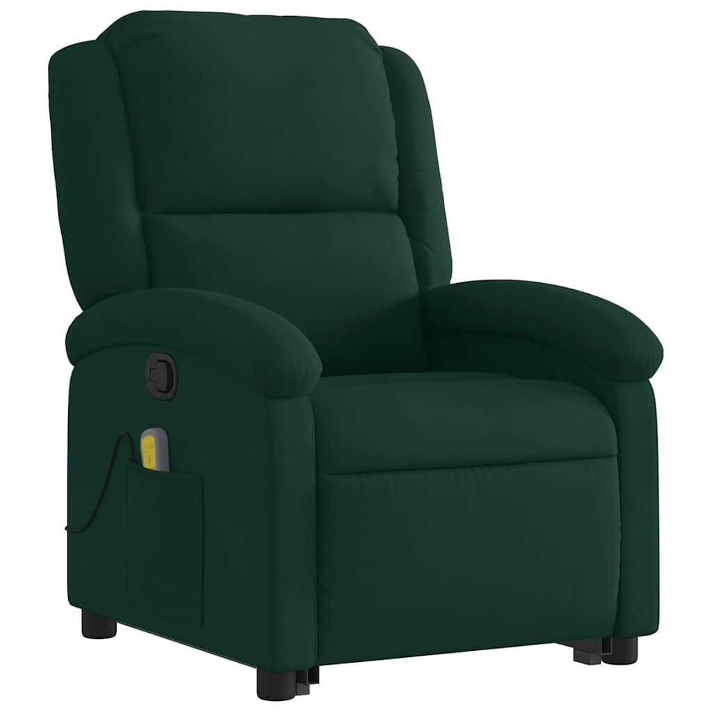 Massage Recliner with Rising Function Dark Green Velvet